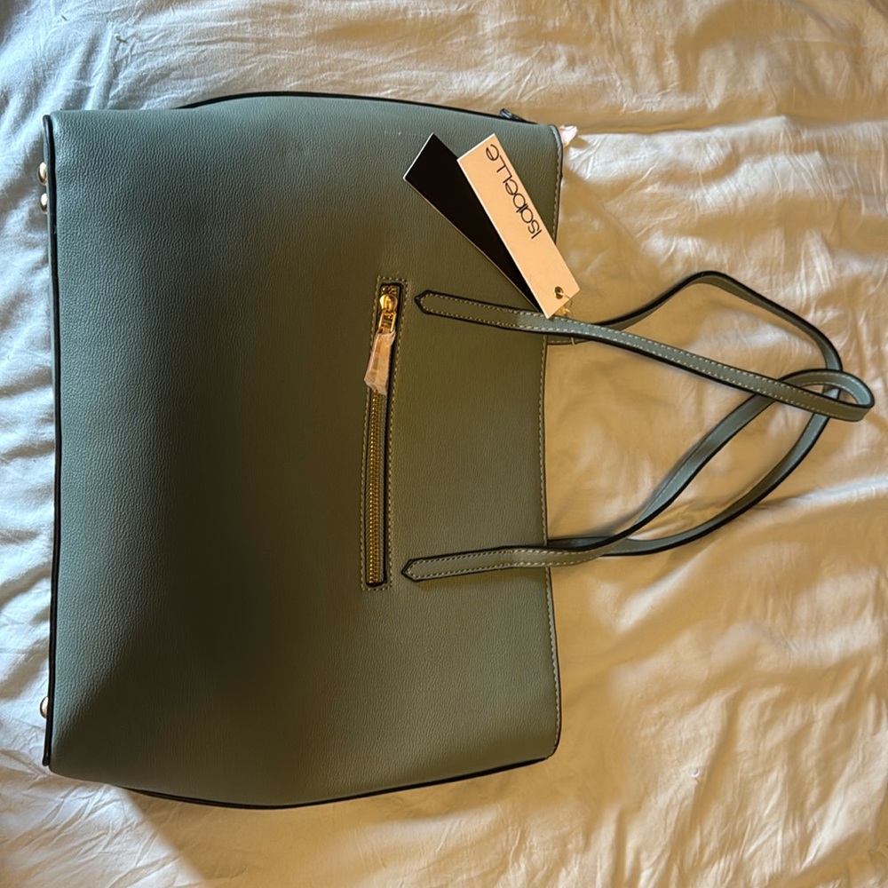 Beautiful sage tote with clutch brand new never used